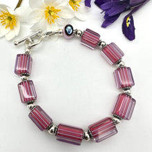 Load image into Gallery viewer, Handblown Cane Glass Bead and .925 Sterling Silver Bracelets