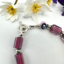 Load image into Gallery viewer, Handblown Cane Glass Bead and .925 Sterling Silver Bracelets