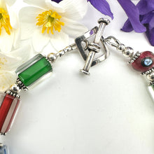 Load image into Gallery viewer, Handblown Cane Glass Bead and .925 Sterling Silver Bracelets