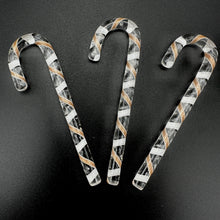 Load image into Gallery viewer, Art Glass Candy Canes Filigree/Ribbon - Gold and White Ribbon