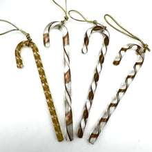 Load image into Gallery viewer, Large Handblown Filigree Art Glass Candy Cane – Approx. 6 Inches, Classic Gold and White Collection