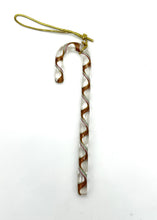 Load image into Gallery viewer, Large Handblown Filigree Art Glass Candy Cane – Approx. 6 Inches, Classic Gold and White Collection