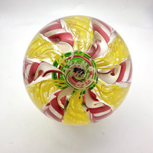 Load image into Gallery viewer, Glass Blown Filigree Ribbon Crown Core Marbles - Ruby/White/Yellow/Green
