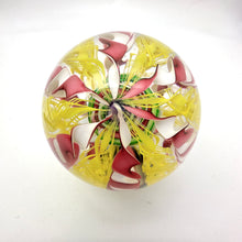 Load image into Gallery viewer, Glass Blown Filigree Ribbon Crown Core Marbles - Ruby/White/Yellow/Green