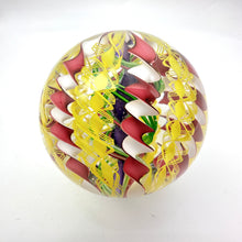 Load image into Gallery viewer, Glass Blown Filigree Ribbon Crown Core Marbles - Ruby/White/Yellow/Green