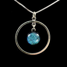 Load image into Gallery viewer, Blown Glass Stardust Sterling Pendant Necklaces with Sterling Silver Chain - MEDIUM CIRCLE