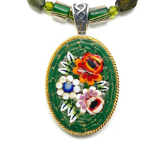 Load image into Gallery viewer, Mosaic Glass Pendant Necklaces with Cane Beads - GREEN