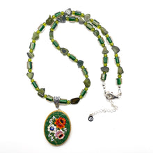 Load image into Gallery viewer, Mosaic Glass Pendant Necklaces with Cane Beads - GREEN