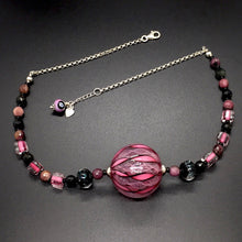 Load image into Gallery viewer, Designer Line: Single Hollow Filigree Bead Necklaces - PINK & BLACK