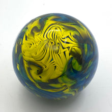 Load image into Gallery viewer, Large Damascus Marbles King Tut Style - Yellow/Blue/Gray