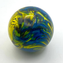 Load image into Gallery viewer, Large Damascus Marbles King Tut Style - Yellow/Blue/Gray