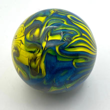 Load image into Gallery viewer, Large Damascus Marbles King Tut Style - Yellow/Blue/Gray