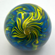 Load image into Gallery viewer, Large Damascus Marbles King Tut Style - Yellow/Blue/Gray