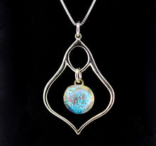 Load image into Gallery viewer, Blown Glass Stardust Sterling Pendant Necklaces with Sterling Silver Chain - SHIELD