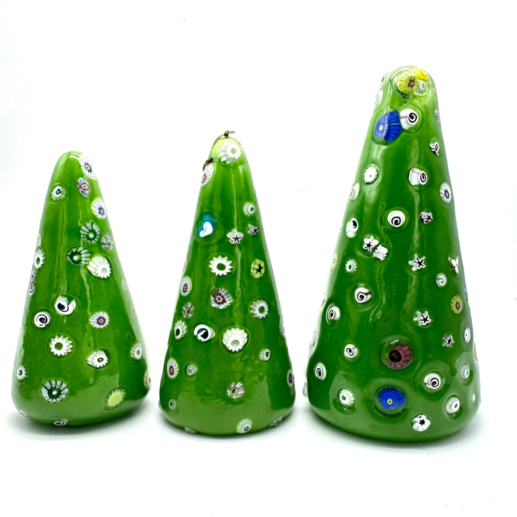 Millefiore Tree Paperweights - Green Christmas Magic, Small, Medium, Large