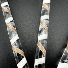 Load image into Gallery viewer, Art Glass Candy Canes Filigree/Ribbon - Gold and White Ribbon

