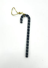 Load image into Gallery viewer, Large Handblown Filigree Art Glass Candy Cane – Approx. 6 Inches, Classic Black and Gold Collection
