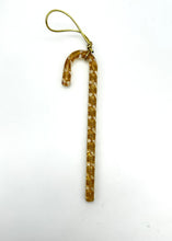 Load image into Gallery viewer, Large Handblown Filigree Art Glass Candy Cane – Approx. 6 Inches, Classic Gold and White Collection
