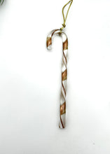 Load image into Gallery viewer, Large Handblown Filigree Art Glass Candy Cane – Approx. 6 Inches, Classic Gold and White Collection
