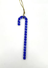 Load image into Gallery viewer, Large Handblown Filigree Art Glass Candy Cane – Approx. 6 Inches, Classic Blues Collection
