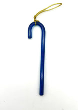 Load image into Gallery viewer, Large Handblown Filigree Art Glass Candy Cane – Approx. 6 Inches, Classic Blues Collection
