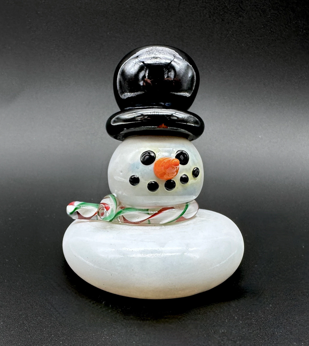 Hand Blown Glass Melting Snowmen - WHITE SCARF