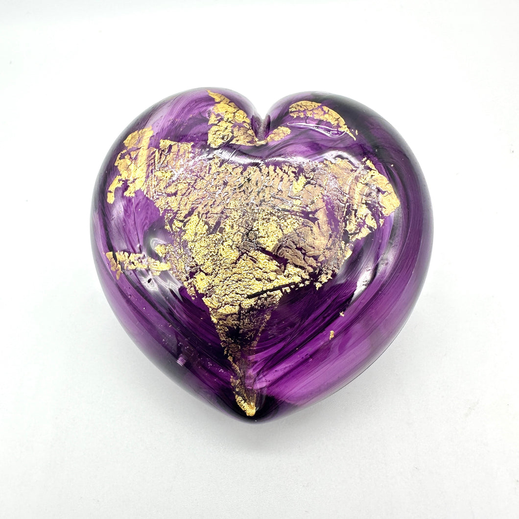 Medium Heart of Gold with 23K Italian Gold Leaf - VIOLET