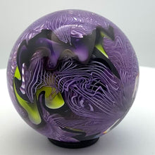 Load and play video in Gallery viewer, Hand Blown Mutant Brain Glass Marbles - PURPLE/BLACK/LIME YELLOW
