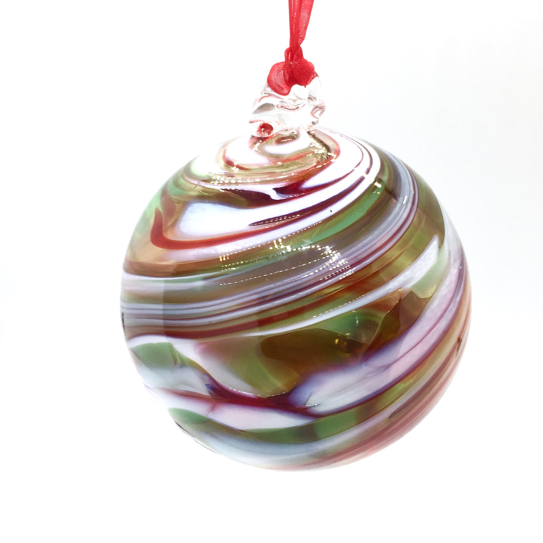 Blown Swirled Glass Christmas Balls, Medium & Small Size