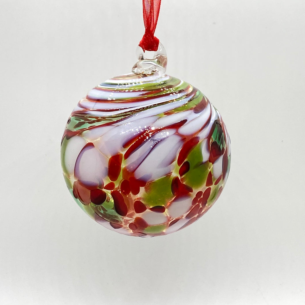 Blown Swirled Glass Christmas Balls, Medium & Small Size