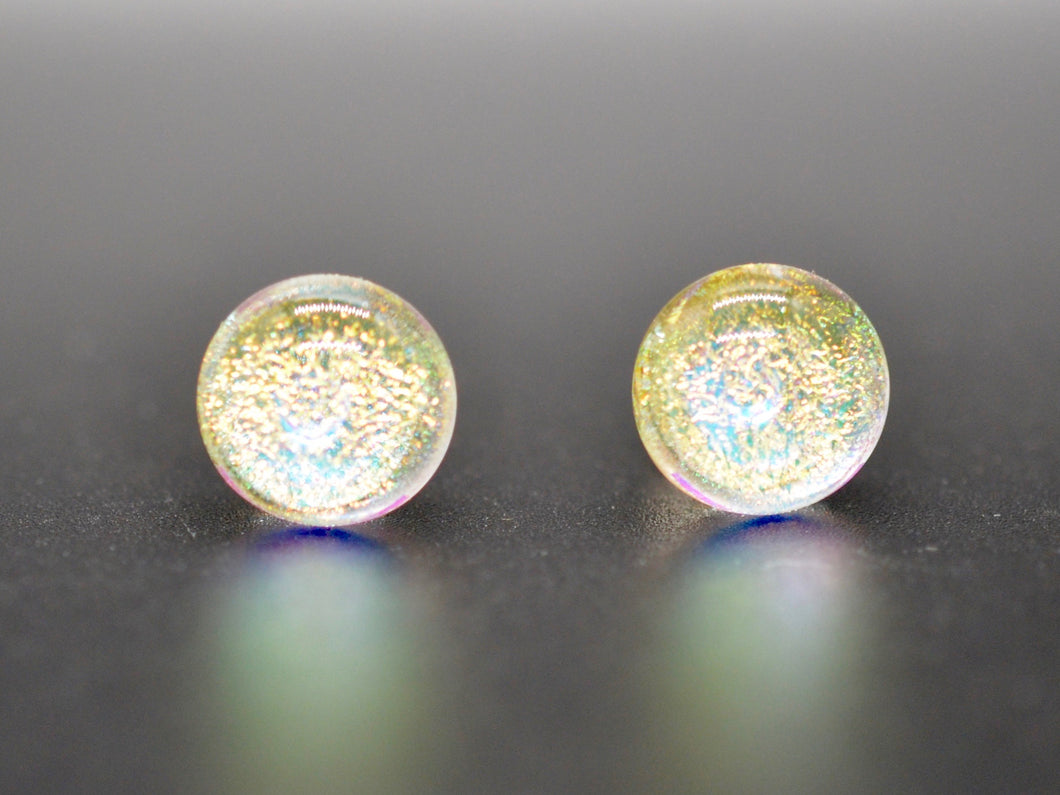 Blown Glass Stardust Stud Earrings - Gold Crystal