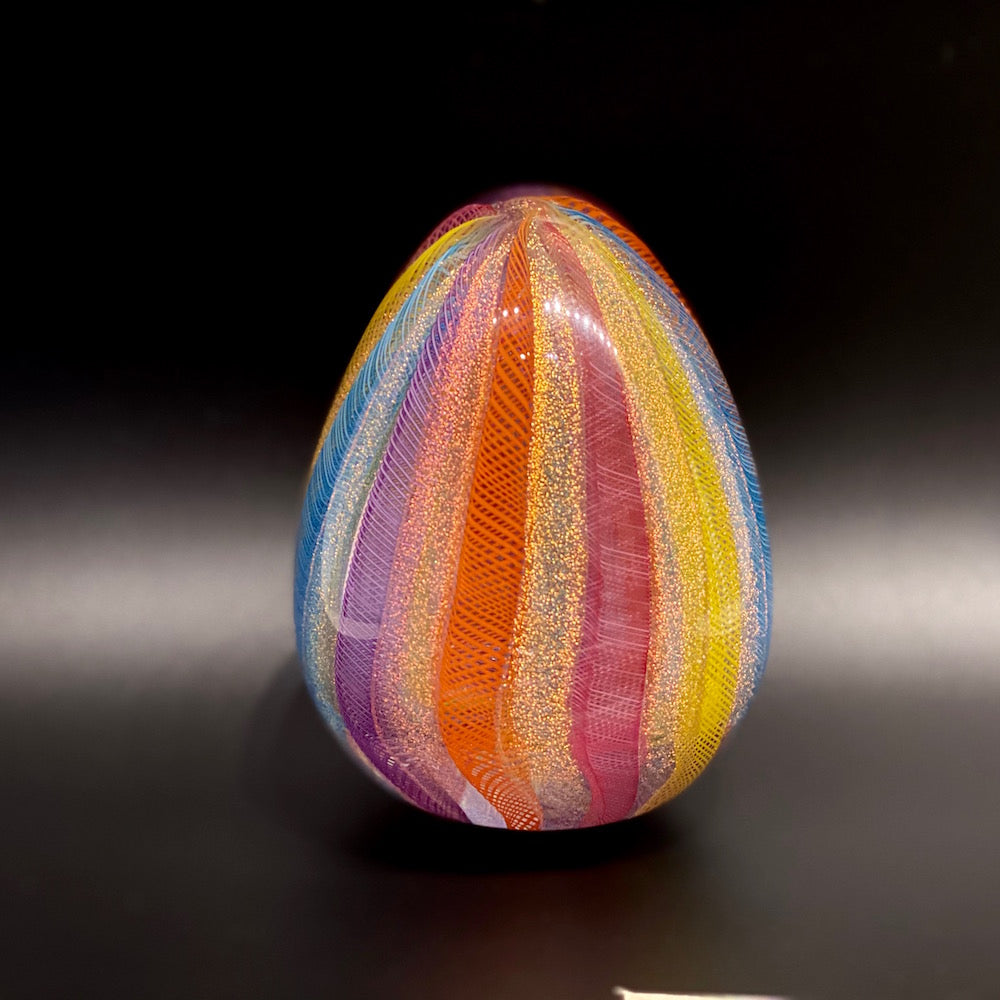 Filigree Ribbon Stardust Eggs , Glass Sculptures - MULTICOLOR