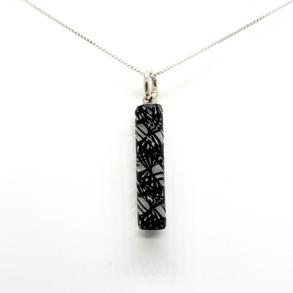 Handblown Filigree Glass Pendant Necklaces - Black Filigree