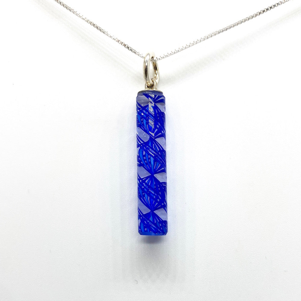 Handblown Filigree Glass Pendant Necklaces - Cobalt Blue Filigree