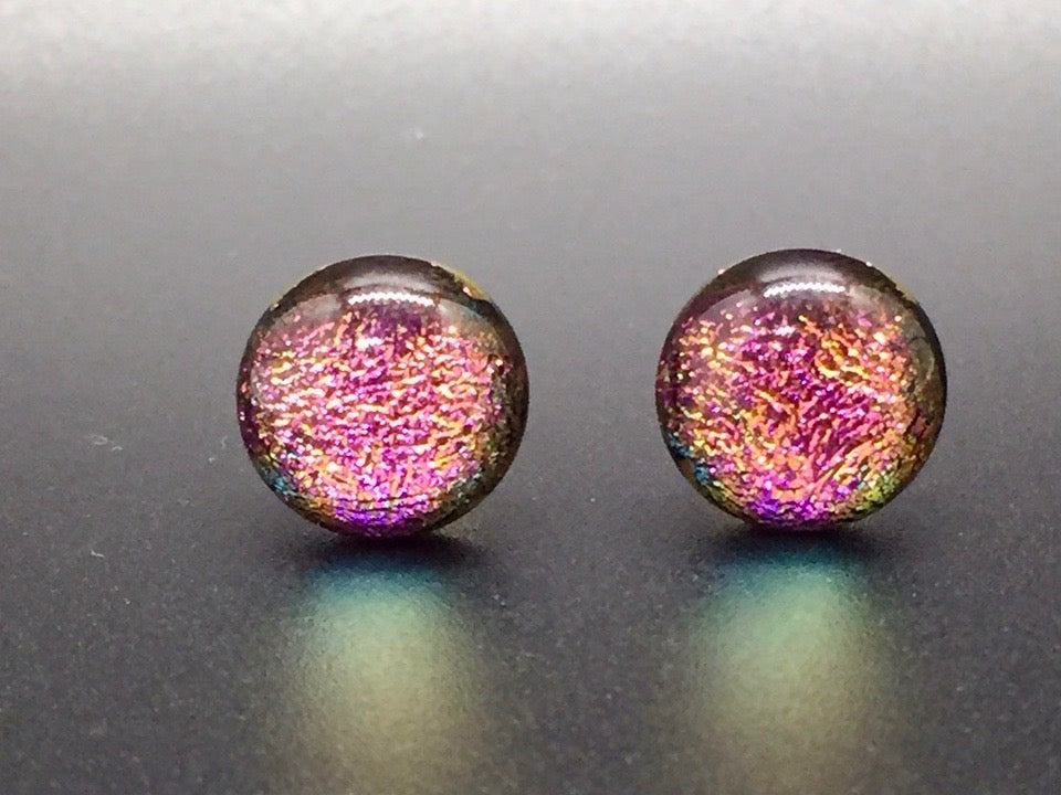 Blown Glass Stardust Stud Earrings - Pink