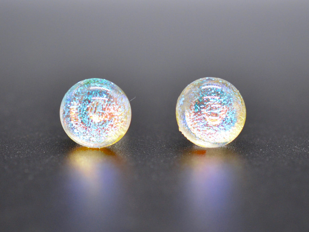 Blown Glass Stardust Stud Earrings - Silver Blue