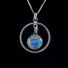 Load image into Gallery viewer, Blown Glass Stardust Sterling Pendant Necklaces with Sterling Silver Chain - SMALL CIRCLE
