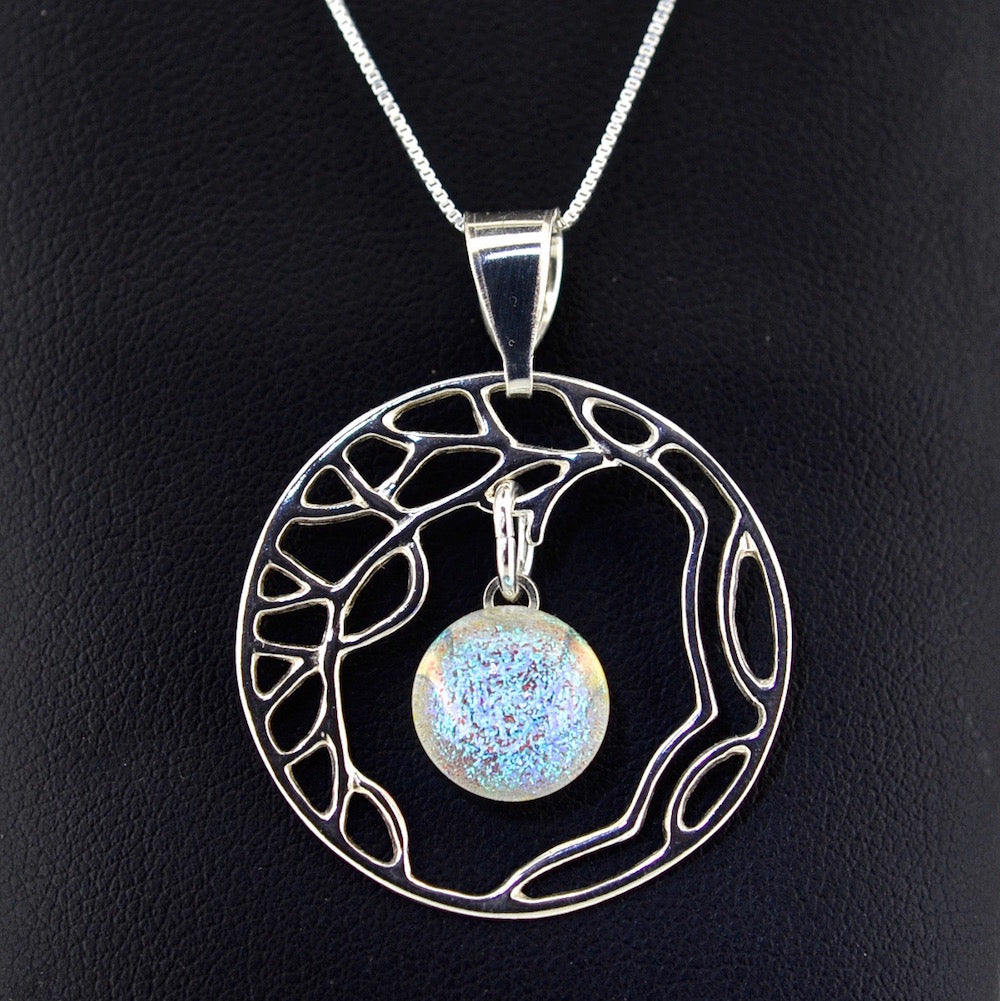 Blown Glass Stardust Sterling Pendant Necklaces with Sterling Silver Chain - TREE OF LIFE
