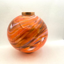 Load image into Gallery viewer, Hand Blown Glass Lightning Rod Ball Orange Swirl Medium Large, ¾ inch opening
